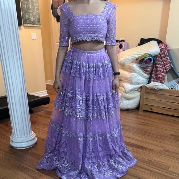 Renee Label Lilac Embroidered Lehenga Set - Picture 2 of 5